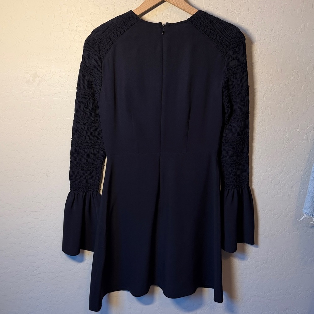 A.L.C. Midnight Alexa Bell Sleeve Smocked Mini Dress Size 4 - Picture 4 of 5